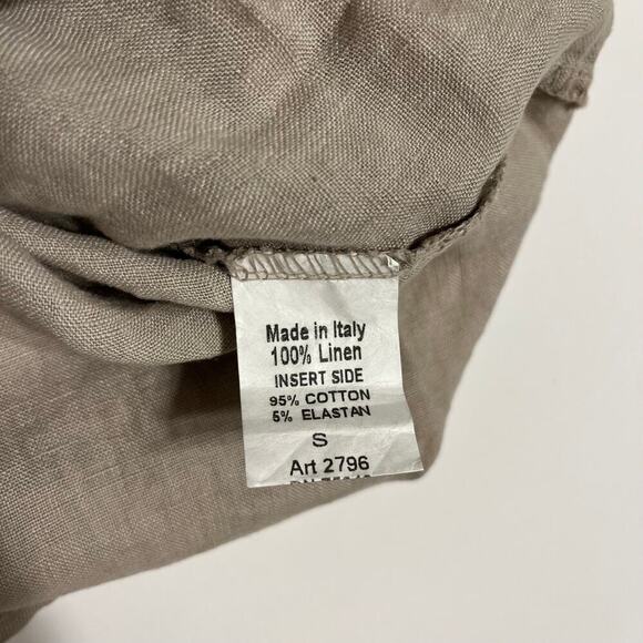 Terzo Millennio 100% Linen Dress Brown Beige Size Small Sleeveless Made In Italy - Picture 4 of 7